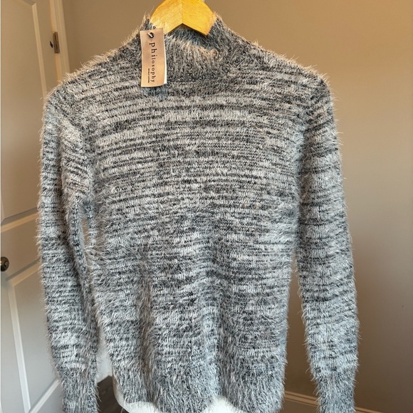 Philosophy Sweaters - Philosophy Soft Knit Sweater in Gray and White